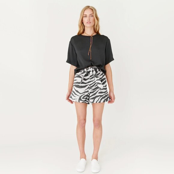 Overlover Zebra Print Shorts in Cream/Black, size Small - Picture 1 of 8
